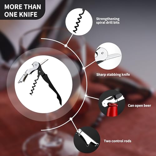 5PCS Wine Opener Set - Waiter's Friend, Waiter's Corkscrew, Foil Cutter, Bottle Opener - Image 5