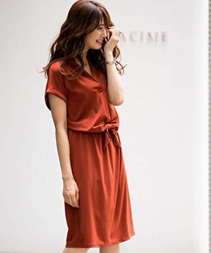 Amazon Co Jp ワンピース Nissen ニッセン 楽ちんカットソーウエストリボンブラウジングワンピース ニッセン商品 服 ファッション小物