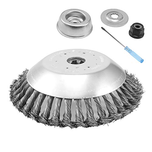 Viabrico strimmer wire brush cutter head 8 inch steel trimmer with 4pcs ataptor kit for grass trimmer