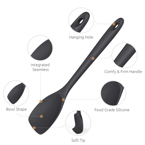 Image of U-Taste Silicone Cooking Spoon 600ºF Heat Resistant Scoop Spatula, Black