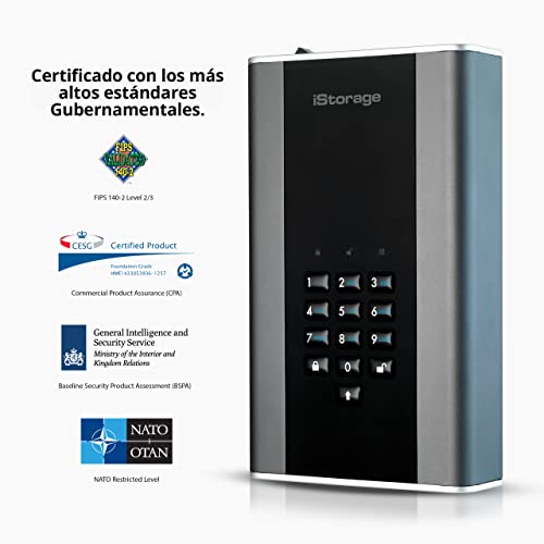 iStorage diskAshur DT2 12TB | Disco Duro de Escritorio | FIPS Nivel 2 | Cifrado de Hardware | Resistente al Polvo/Agua. IS-DT2-256-12000-C-X