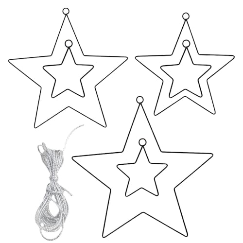 6 Stück Metallring Stern, Sterne aus Draht 10/20/25/30 cm,...