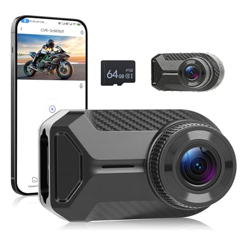 Dashcam para moto con app WiFi, ideal para grabar tus rutas bajo la lluvia con IP66