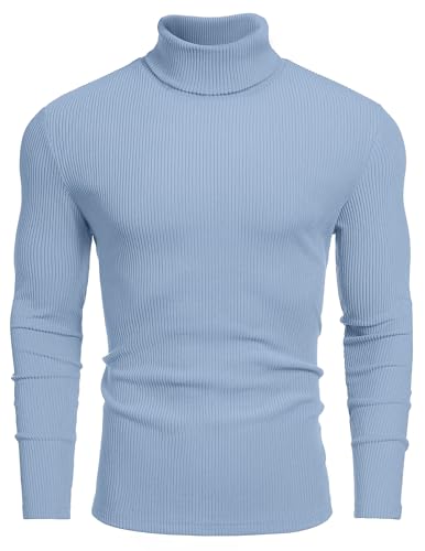 Image of COOFANDY Men's Ribbed Turtleneck Sweater Casual Basic Long Sleeve Knitted Pullover Sweater
