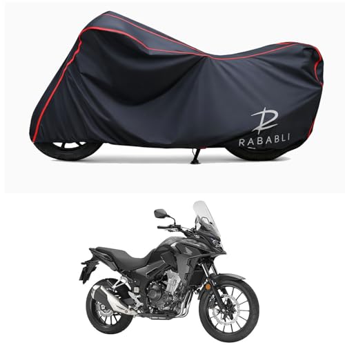 Image of Waterproof Bike Body Cover Compatible for | Honda CB500X STD | Taffeta Fabric, Red Piping Design, Bottom Elastic Fit | Dustproof, Sun UV & Rain Protection for All Bikes
