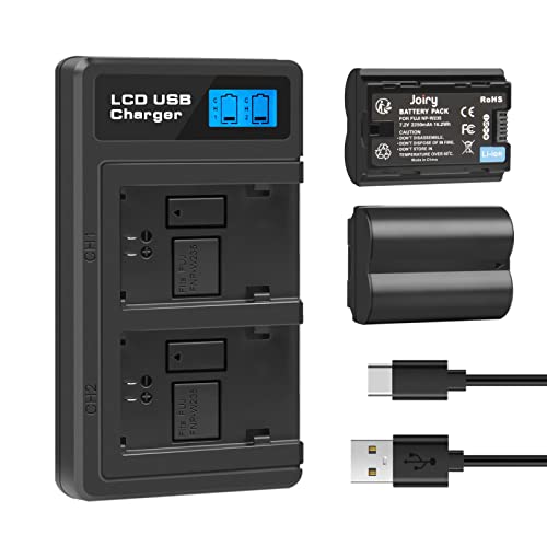 2 X NP W235 Batería de Repuesto y LCD Cargador Dual Compatible con Fujifilm X T5, X T4, GFX 100S, X H2S, für Fuji GFX 50S II, VG XT4 (2 x 2250mAh Batterien)