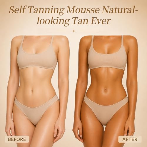 Image of Self Tanner Mousse, Sunless Self Tanning Foam Mousse Natural Bronzer Skin for Body, Hydrating Express Body Tanner, Streak Free, Fast Drying, Long Lasting Fake Tan for Women Men, 3.38 Fl Oz