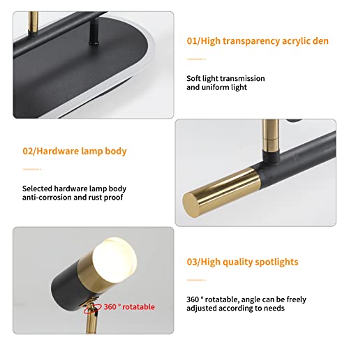 Jaycomey Modern LED Ceiling Lights, Dimmable 6-Light Flush Mount Ceiling Lamp Fixture with Remote, 51'' Black and Gold Directional Ceiling Ligting for Hallway Kitchen Bedroom Entry (60W/3600 Lumens) by Jaycomey - Used condition - Image 6