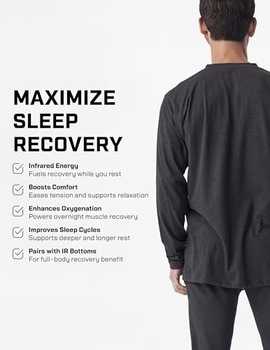 DFND Cooling Sleepwear V Neck Long Sleeve Shirt for Men – Celliant Infrared Recovery Technology - Made in USA3