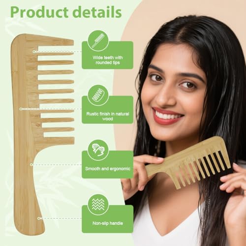 AUYAO Grobzinkenkamm Entwirrkamm Kamm mit Groben Zinken Pflegekamm Lockenkamm Breite Kamm Zahnkämme Breiter Zahnkamm Wide Tooth Comb Grobzinkenkamm für Verknotete/Lockiges/Krauses/Nasse/Feines Haare-A