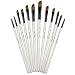 StarVast Painting Brushes, 12pcs Professional Angled Paint Brush Set for Watercolor/Oil/Acrylic/Crafts/Rock/Face Painting and Gouache - White