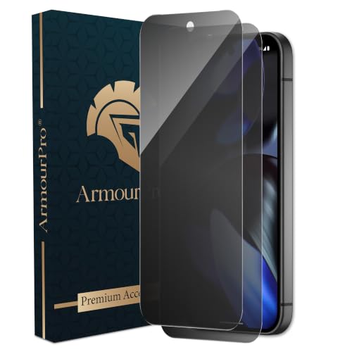 Image of ArmourPro Borderless Privacy Tempered Glass Compatible with Google Pixel 9 aand Google Pixel 9 Pro, Pack of 2 Anti-Spy Screen Protector, Anti Peeping Guard, Edge-to-Edge Coverage, 9H Hardness