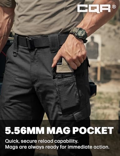 Image of CQR Men's Flex Ripstop Tactical Pants, Water Resistant Stretch Cargo Pants, Lightweight EDC Hiking Work Pants