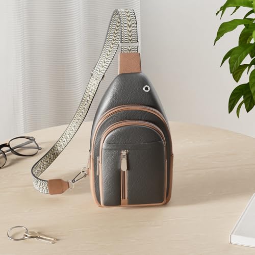 Image of BOSTANTEN Sling Bag for Women Leather Crossbody Bag Vintage Cross Body Purse for Travel with Guitar Strap, Bohemian Style