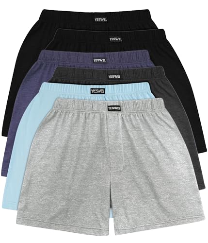 YESWEL 6er Pack Unterhosen Männer, Weit Baumwolle Männer Unterhosen, Lockere Retro Unterwäsche(Mehrfarbig03,XL)