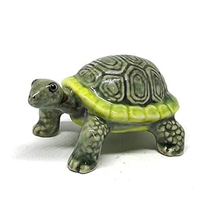 ZOOCRAFT Ceramic Land Tortoise Turtle Figurine Hand Painted Porcelain Miniatures Garden Decor Collectibles