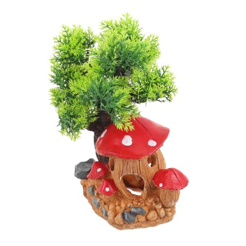 GALPADA Reptile Tank Decoration Mushroom Habitat Hideout for Snakes Lizards Tortoises Realistic Faux Plant Model for Animal Terrariums and Aquariums