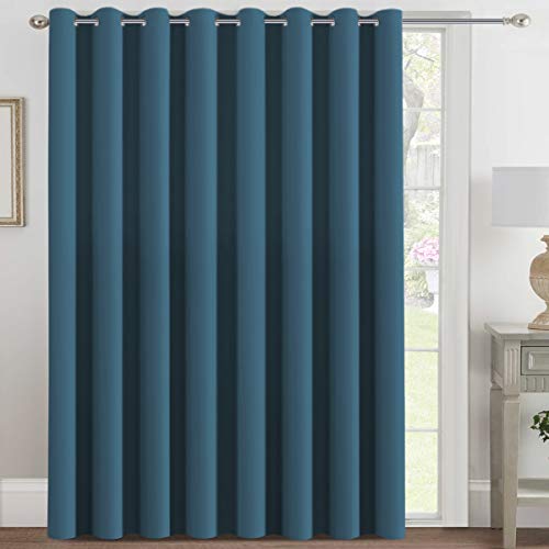 Image of H.VERSAILTEX Blackout Patio Curtains 100 x 84 Inches for Sliding Door Extral Wide Blackout Curtain Panels Thermal Insulated Room Divider - Grommet Top, 7' Tall by 8.5' Wide - Dark Teal