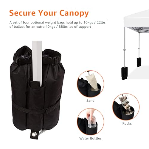 Image of Amazon Basics Outdoor Pop Up 10 x 10 Canopy Tent for Events, Portable with Easy Setup, Sun Shelter, Includes Wheeled Carry Bag, 8 Pegs, 4 Ropes, 4 Weighted Bags, White