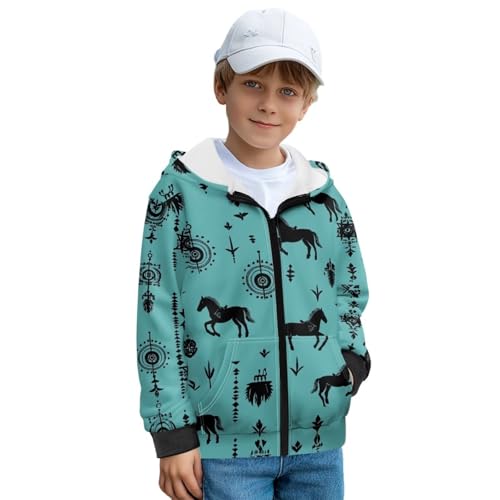 Dolyues Boys Hoodie Zip Up Fleece Hooded Sweatshirts for Boys 6-13 Years Warm Clothes for Winter Fall