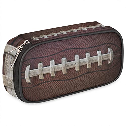 Image of Pardick Rugby Ball Big Capacity Pencil Pen Case Football Large Pencil Pouch with Zipper Compartments Pencil Bag for Boys Girls Adults Student Office School Supplies
