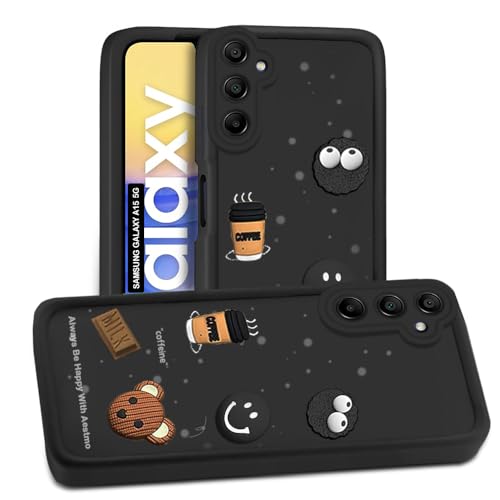 Image of AESTMO Back Case Cover for Samsung Galaxy A15 5G Cover | Cute Fun Cartoon 3D Ball | Coffee Silicone Case | Full Body Protection | Camera Protection Back Cover for Samsung Galaxy A15 5G (Black)