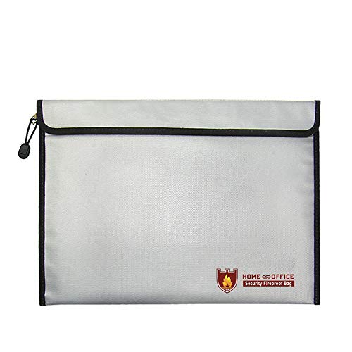 Preisvergleich Produktbild Coil.c Feuerfeste Dokumententasche Geld Taschen Aktentasche, wasserdichte Feuerbeständige Tasche mit Reissverschluss für Bargeld, Bankdatei, Pässe, Fotos, Wertsachen und Schmuck, 38 × 28 cm