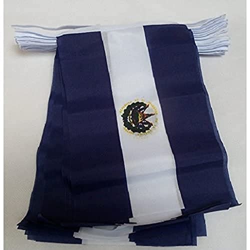 Image of AZ FLAG El Salvador 6 meters BUNTING Flag 20 flags 9'' x 6'' - Salavadorian STRING flags 15 x 21 cm