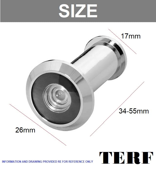 TERF® Polished Chrome 180 Degree Door Viewer with Glass Lens Wide Angle Door Spy Hole Security for Front Door Peep Holes for Front Doors Viewer Safety fit for 35mm to 50mm Door - Image 5