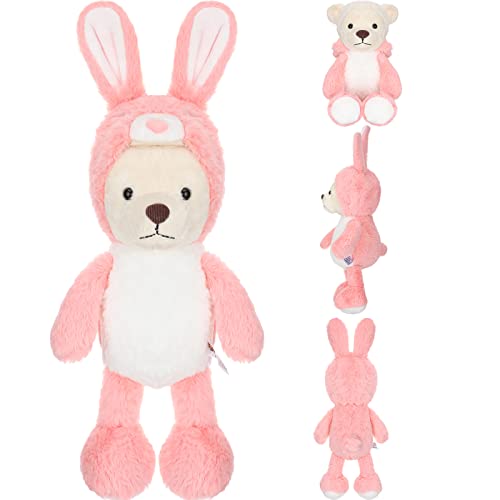 Teddy Bear Toy Coney Story Costume Dressed Stuffed Animals Teddy Bear Plush Pink Teddy Bear Stuffed Animal Rabbit Stuffed Animal Cute Teddy Bear with Coney Outfit for Kids Lover Present