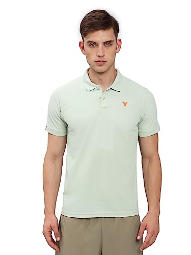 Image of TECHNOSPORT Men's Polyester Slim Fit Self-Design Short Sleeve Polo Matpiq T-Shirt with Anti Microbial, Techno Dry for Regular and Casual Use