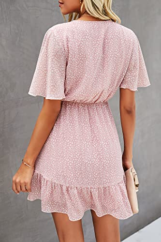 Sommerkleid Awemeal Damen Kurz Boho Strandkleid mit Gürtel