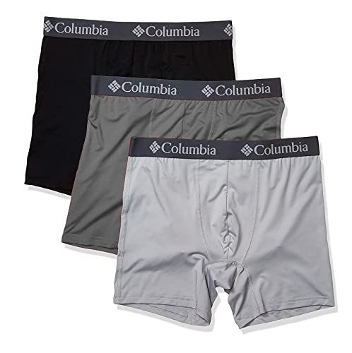 Columbia Men's Overall Mesh Boxer Brief 3 Pair, Columbia Grey/City Grey/Black, X-Large