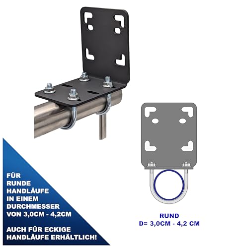 Balkonfächerhalter Adapter für Balkongeländer Rund Balkonfächer bis 160cmx160cm Befestigung/Halter/Adapter am Geländer Ohne Bohren!