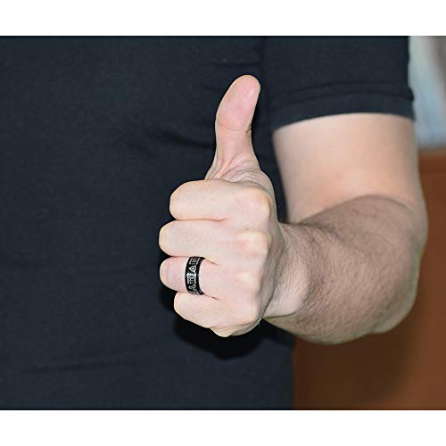 Flyun Viking Rings For Men Norse Jewelry For Men Celtic Runes Men's Viking Black Ring Mens (Black Viking, 10) #TOP2