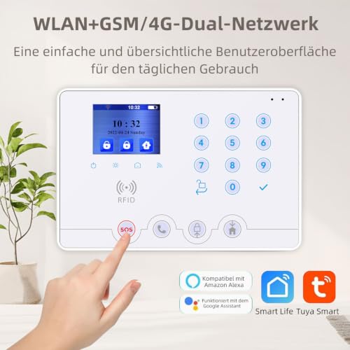 Wolf Guard WiFi + 4G Wireless Home Einbrecher Alarmanlage Haus Tuya Smartlife APP, mit Sirene...