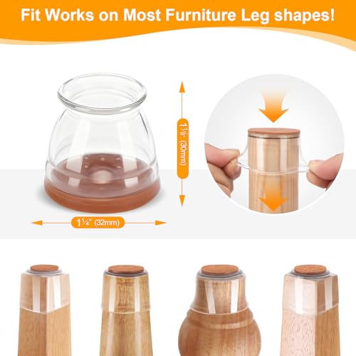 Image of CHUNZEXI 48 Pack Chair Leg Floor Protectors for Hardwood Floors, Silicone Felt Covers Pads Caps, Protect Wood Furniture Feet Floors Noise Reduce and Scratch (Universal Small)