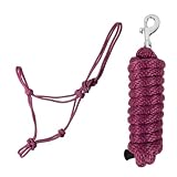 JA Horse JA4034 Knotenhalfter Set mit Karabinerhaken, Burgundy, Full/COB