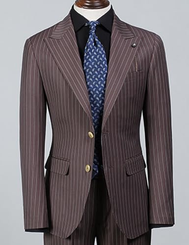 Men's Striped Blazer Business Casual Spring Summer Jacket Slim Fit Peak Lapel Formal2