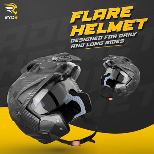 Image of Rydr Flare Dual Black Half Face Motorbike Helmet for Men and Women | Secure Fit Helmet with Durable Shell Comfortable Padding and Airflow System for Safe Two Wheeler Riding