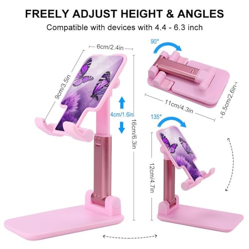 Support téléphone violet pliable et réglable pour bureau