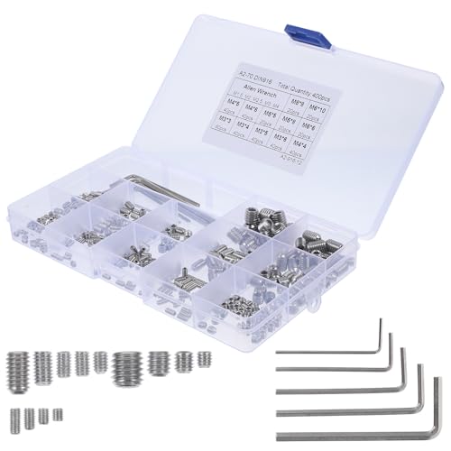 Vis sans tête M3-M8 en acier inoxydable : coffret Gatuida de 400 pièces avec clés