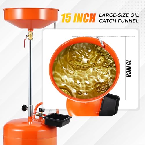 image for GAOMON 20 Gallon Waste Oil Drain Tank, Portable Air Operated Drainer W