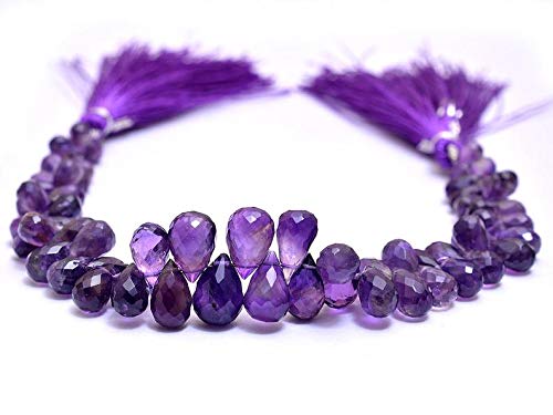 AAA naturalny 1 sznur 4 x 6-5 x 7 mm afrykański ametyst fasetowane krople koraliki | ametyst krople łzy koraliki | pasmo 18 cm | ametyst krople wiertła boczne | ametyst gruszka briolette