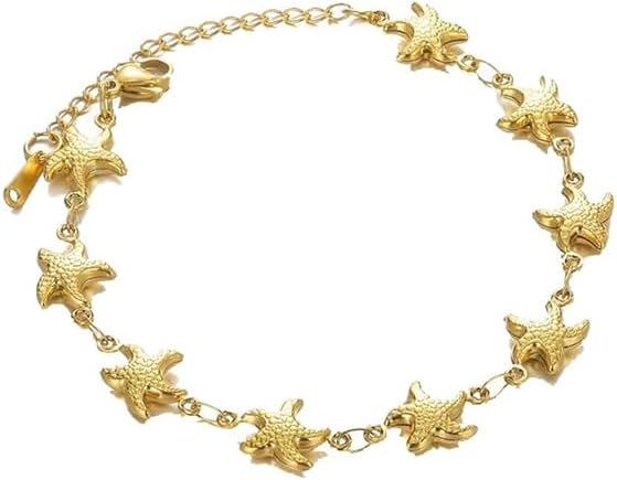 Gold Starfish Bracelet for Women Delicate Ocean Bracelets Summer Beach Starfish Bracelets Adjustable Star fish Link Chain Jewelry