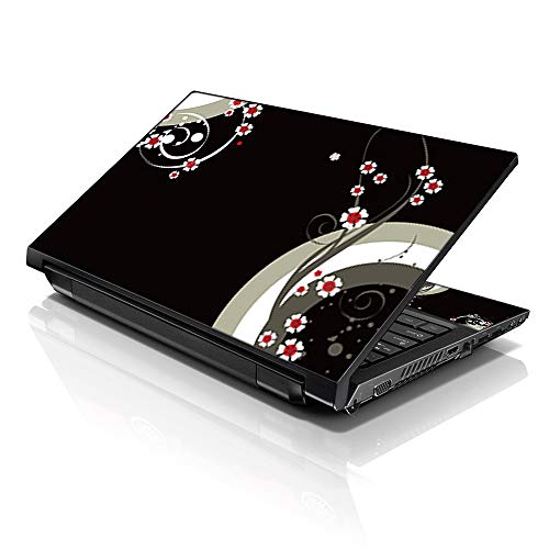 Image of LSS Laptop 15 15.6 Skin Cover with Colorful Lonely Red Flowers Pattern for HP Dell Lenovo Apple Asus Acer Compaq - Fits 13.3 inch 14 inch 15.6 inch 16 inch (2 Wrist Pads Free)