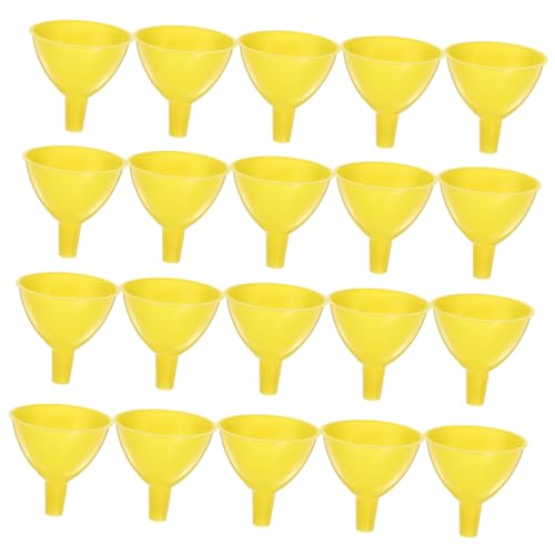 20pcs Small Funnel Flask Funnel Mini Smoothie Bottle Small Juice Bottles Mini Hot Water Jar for Filling Water Scientific Experiment Plastic Tunnels Yellow Generic