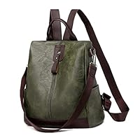 JSNOM Backpack Handbags for Women Leather: Waterproof Fashion Anti-theft Daypack Mini Stylish Rucksack for Women Girls Ladies (Green)