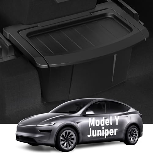 2026 Upgrade Rear Center Console Organizer for Tesla 2025-2026 Model Y Juniper Accessories Partitioned Storage & Stable Installation Seat Backseat Storage Trash Can Bin for Tesla Model Y Juniper
