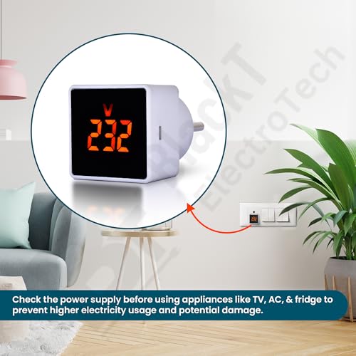 Image of Blackt Electrotech (BT71PL) Plugin Digital Voltmeter Panel Meter LCD AC Voltmeter Volt Tester Small Size (1), White